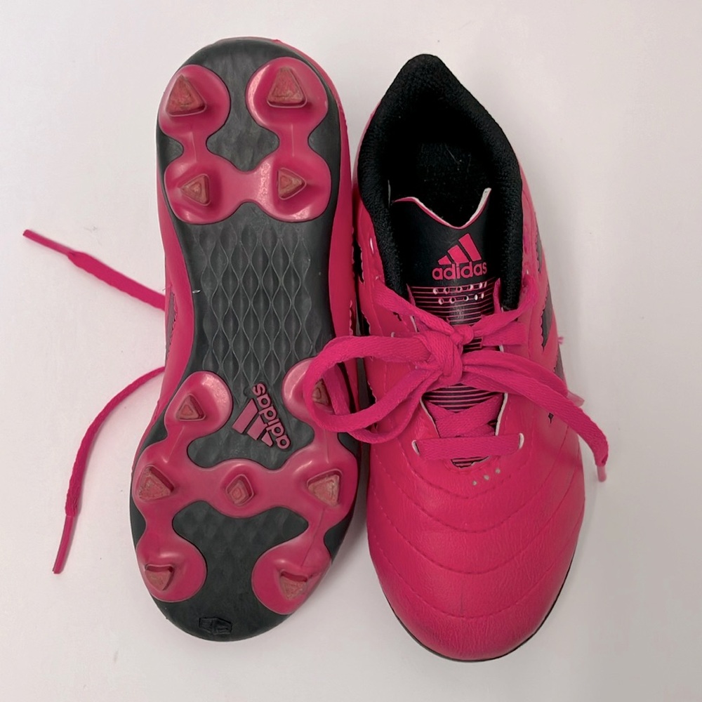 Adidas Girls Size 12 Soccer Cleats. Bright pink. Very gently used. Almost new.
